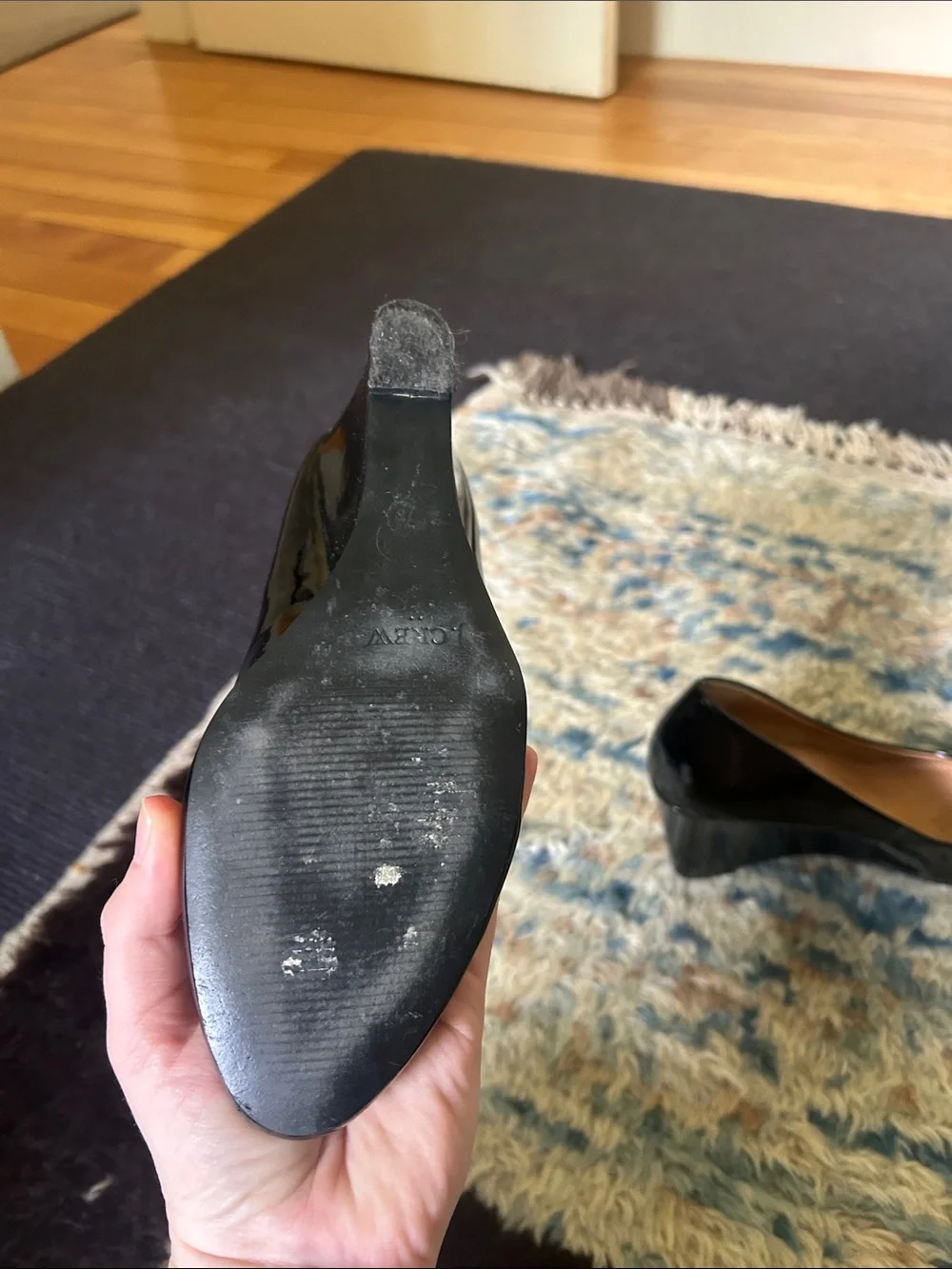 J. Crew Black Patent Wedge Pumps